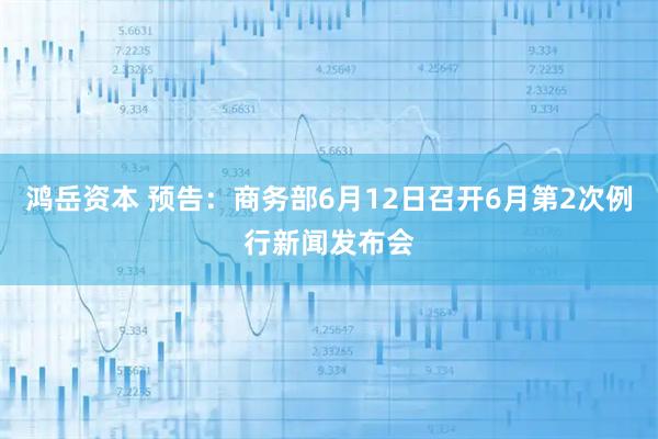 鸿岳资本 预告：商务部6月12日召开6月第2次例行新闻发布会
